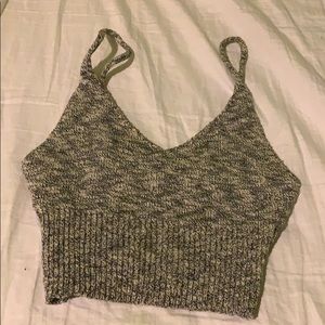 Grey knitted v neck tank top